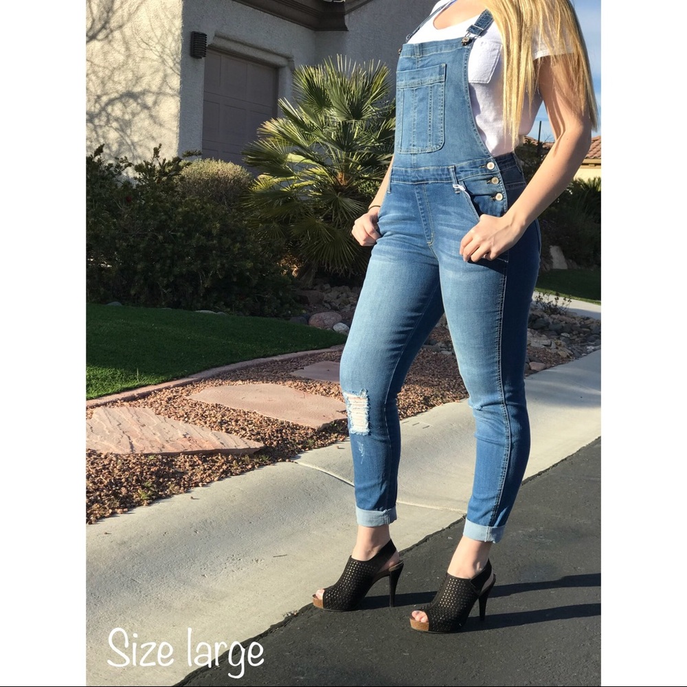 Kan Can Distressed Full-Length Overalls - Picture 6 of 8